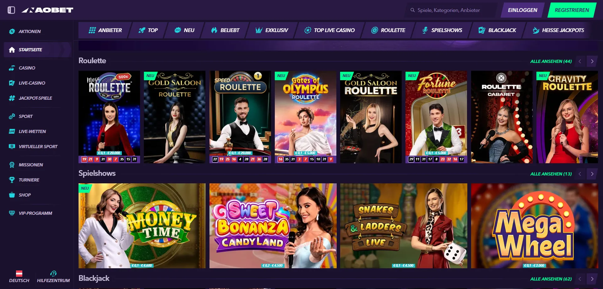 NaoBet Live Casino – Roulette und Blackjack mit echten Dealern